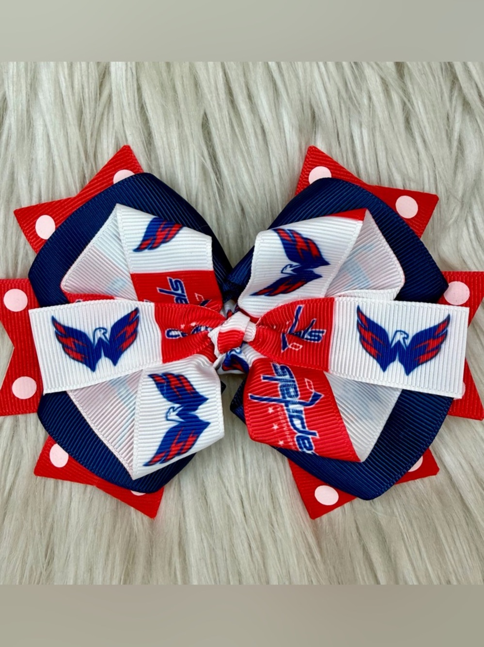 🎀🏒 NHL Washington Capitals Hockey Hair Bow Barrette Clip 🏒🎀